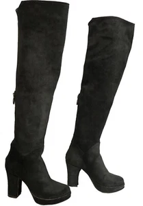FIORENTINI &BAKER Knee High Boots Size US 6 EUR 36.5 Made in Italy Black Leather - Picture 1 of 9