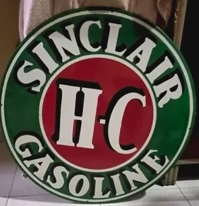 Sinclair H.C Gasoline Rare Porcelain Enamal Heavy Metal 30 inches Single Side - Picture 1 of 4