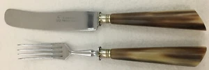 Juego de tenedores y cuchillos para ensalada Staghorn genuinos de colección de 2 piezas P. Lungstrass Ohlig Solingen - Imagen 1 de 8