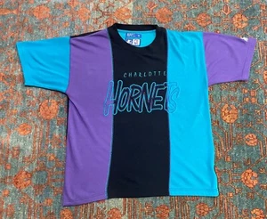 Vintage 90s NBC CHARLOTTE HORNETS T shirt STARTER COLOR BLOCK size medium  - Bild 1 von 5