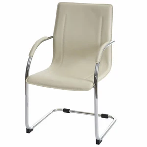B-Ware Esszimmerstuhl Perm, Freischwinger Küchenstuhl Stuhl, PVC Stahl, creme - Bild 1 von 6