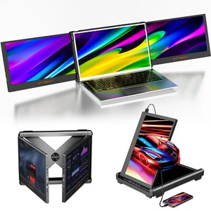 Portable Triple-Screen Monitor Foldable 1080P FHD IPS Laptops Extender Display - Picture 1 of 23