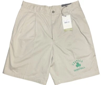 Cutter and Buck Boston Celtics Pleated Black shorts men’s size 32  Khaki NWT - Image 1 of 4