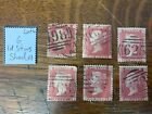 Victorian Stamps 6x 1d Red Stars Perf 14 white paper Lot4 UNPLATED Mixed SHADES