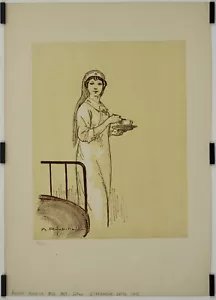 Roubille Auguste L'infirmière 1915 Lithographie Originale Guerre 14-18 Médical - Picture 1 of 1