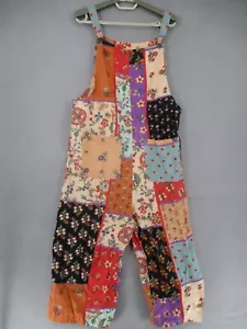 Tree Of Life Jumpsuit Womens Small Beige Blue Patchwork Floral Pockets Wide Leg - Picture 1 of 15
