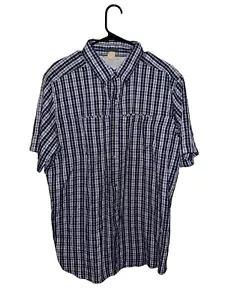 EXOFFICIO Men’s Fishing Shirt Vented 2XL Blue Plaid Snap Buttons Short Sleeve - Picture 1 of 6