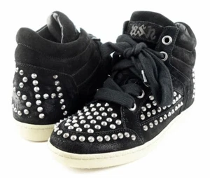 ASH ZEST Black Suede Spike Studded Designer High Top Low Wedge Sneakers 5 EUR 35 - Bild 1 von 6