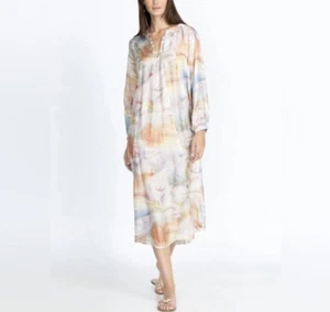 Johnny Was Calme Marble Kaftan Oversized Maxi Dress Silk Sz M Multicolor Beach - Picture 1 of 7