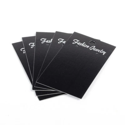 100pcs Black Paper Earring Display Cards Hang Hole Jewelry Hanging Card 3.5"x2" - Image 1 of 2