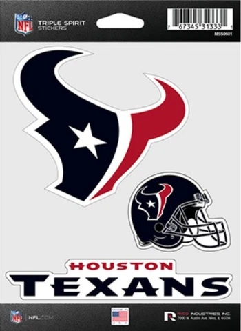 Houston Texans Triple Spirit 3 Decals Auto Tumbler Laptop Cut to Shape Cover