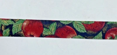 Vintage Christmas Ribbon Apples C&G 7/8" Part Roll Holiday USA - Image 1 of 4