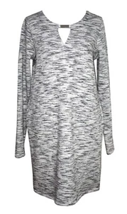 MICHAEL KORS S Dress Grey White Black Space Dye Fleece Lined Long Sleeve Shift - Picture 1 of 5