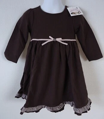 Vestido Bebé Niñas 12 Meses Polly & Friends Marrón Rosa Manga Larga Nuevo Foto 1 de 3