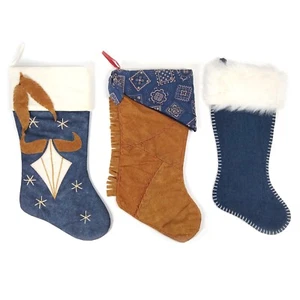 3 Medias Western Navidad Bota de Vaquero Bordada Novillo Calavera Flecos Piel Denim - Imagen 1 de 13