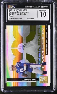 2007 DONRUSS ELITE ZONING COMMISSION GOLD POP 4 0122/1000 CGC 10 #ZC-9 TOM BRADY - Picture 1 of 2