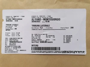 BIGLIETTO STADIO STADIUM TICKET football ALMA JUVENTUS FANO MONTEGIORGIO calcio - Foto 1 di 2