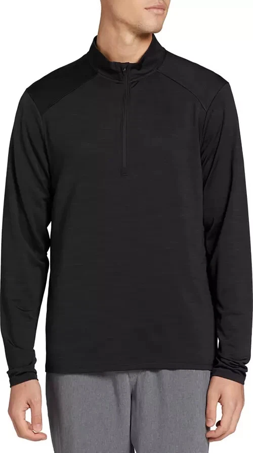 DSG Men's Movement 1/4 Zip Long Sleeve Shirt Pure Black Single Dye Small