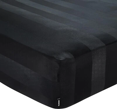 Sábanas ajustables individuales Playboy Luxury suaves a rayas satinadas negras extra profundas Foto 1 de 2