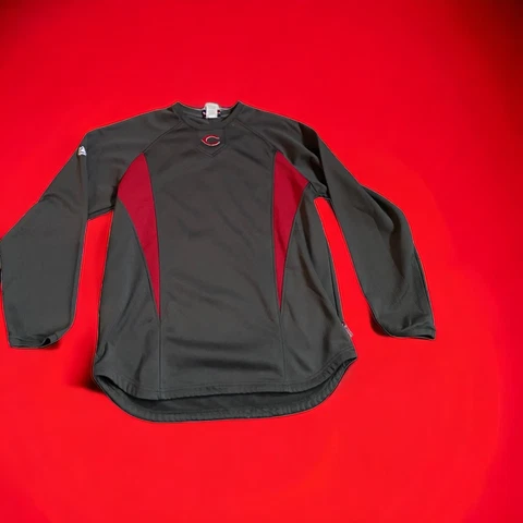 Majestic MLB Cincinnatti Baseball Grey Sweater Mens Size LARGE -ThermaBase Cover