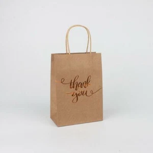 60x Rose Gold Foil Thank You Gift Bag Kraft Paper Wedding Favor Bag Business Bag - Picture 1 of 7