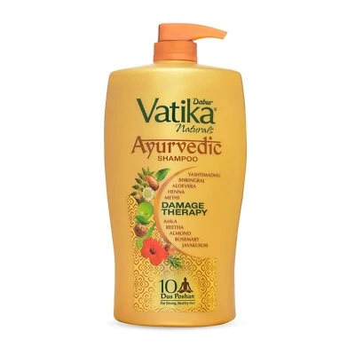 Champú Cabello Ayurvédico Dabur Vatika Terapia de Daños Resolviendo 10 Problemas Cabello Foto 1 de 4