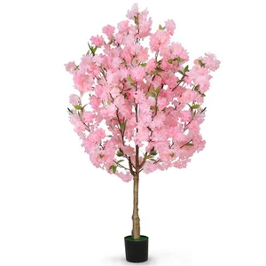Artificial Cherry Blossom Tree, Fake Plants Indoor Decor, Faux Pink Sakura Fl... - Picture 1 of 7