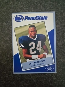 O.J. McDuffie, Wide Receiver, 1991 Second Mile card, Penn State Nittany Lions - Picture 1 of 2