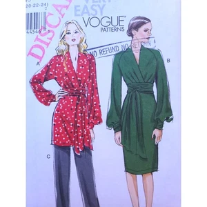 Vogue V8825 Sewing Pattern Pants & Faux Wrap Tunic or Dress, Sz 16-24, B38-46" - Picture 1 of 9