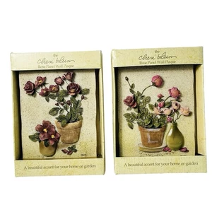 Cheri Blum 3D Rose Panel Wall Plaque Set of 2 Floral Art NEW 2003 II and IV - Picture 1 of 6