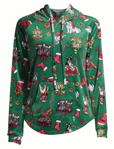 Damen-Weihnachtsoberteil mit Hundemotiv und Hoodie - festliche Kleidung für Tierliebhaber Tierärzte - Bild 1 von 9