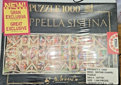 Educa Sistine Chapel 1000 Piece Jigsaw puzzle Michelangelo Buonarroti Sealed NIB - Image 1 of 4