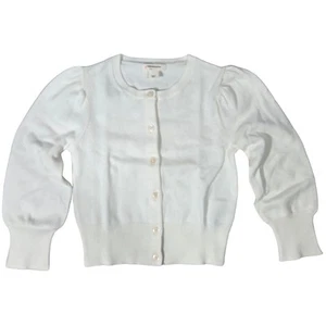 Crewcuts Girls' puff-sleeve cotton cardigan sweater in Ivory XS NIB - Picture 1 of 9