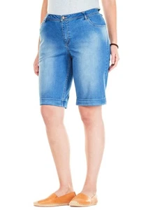 Woman Within Plus Size Stretch Denim Jean Bermuda Short - Picture 1 of 18