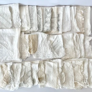 Lote de 32 piezas pañuelos vintage de encaje blanco bordado crochet floral boda - Imagen 1 de 8