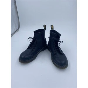 DR MARTENS-Black Leather Boots 1460 Pascal Mono Soft Leather Side Zip Womens 5 - Picture 1 of 13