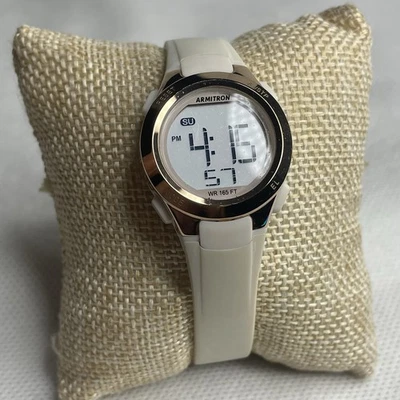Reloj Deportivo Armitron Digital Pro Mujer Oro Rosa Crema 45/7042 Batería Nueva Foto 1 de 4