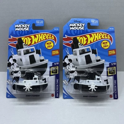 Hot Wheels Disney Steamboat 2025 Black/White #166 HW Screen Time 10/10 -Lot of 2 - Image 1 of 2