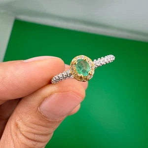 925 Sterling Silber Ring oval 4x3 mm grün natürlicher Smaragd Edelstein Schmuck Damen - Bild 1 von 11