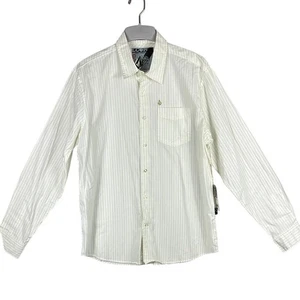 Volcom Long Sleeve Tailored Button Up Striped Shirt Mens Size Lge NWT Wht Grn - Picture 1 of 11