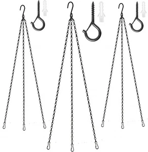 Hanging Basket Chain 23 Inch 3 Plant Pot Replacement BLK/ WHT - Picture 1 of 6