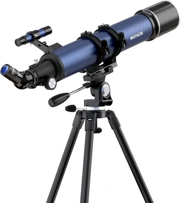 Advanced Telescope 90mm Refractor 32X-240X Astronomy Kit Blue Tripod - Image 1 of 4