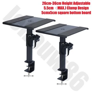 Pair of Speaker Desktop Studio Monitor Stands Table Top Adjustable Height Black - Picture 1 of 8