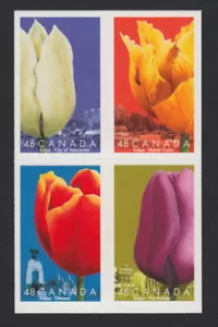 TULIPS = flowers = Block of 4 stamps from booklet = Canada 2002 #1946a-d MNH - Picture 1 of 1