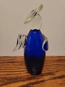 Vintage Hand Blown Cobalt Blue Glass Angel Figure Art 6.5" - Picture 1 of 13