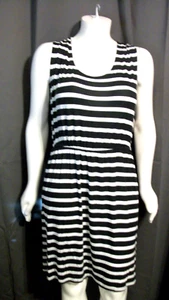 New Size 2X ANA black & white striped sleeveless dress Chest 54" X Len 42" - Picture 1 of 4