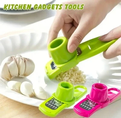Garlic Crusher Press 2pcs Grater Holder Stainless Steel Sharp Blades Handsfree - Image 1 of 4