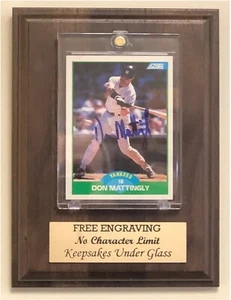 Baseball Trading Card Wall Mount Personalized Acrylic Display Case Walnut Finish - Picture 1 of 4
