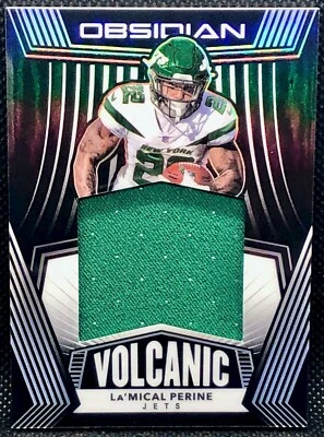 2020 Obsidian La'Mical Perine Volcanic Rookie Jersey Card #013/100 Jets  - Image 1 of 3