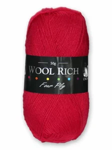 Cygnet Truly Lana Rica 4 Hebras Ovillo Punto 50g 2185 Geranio - Imagen 1 de 2